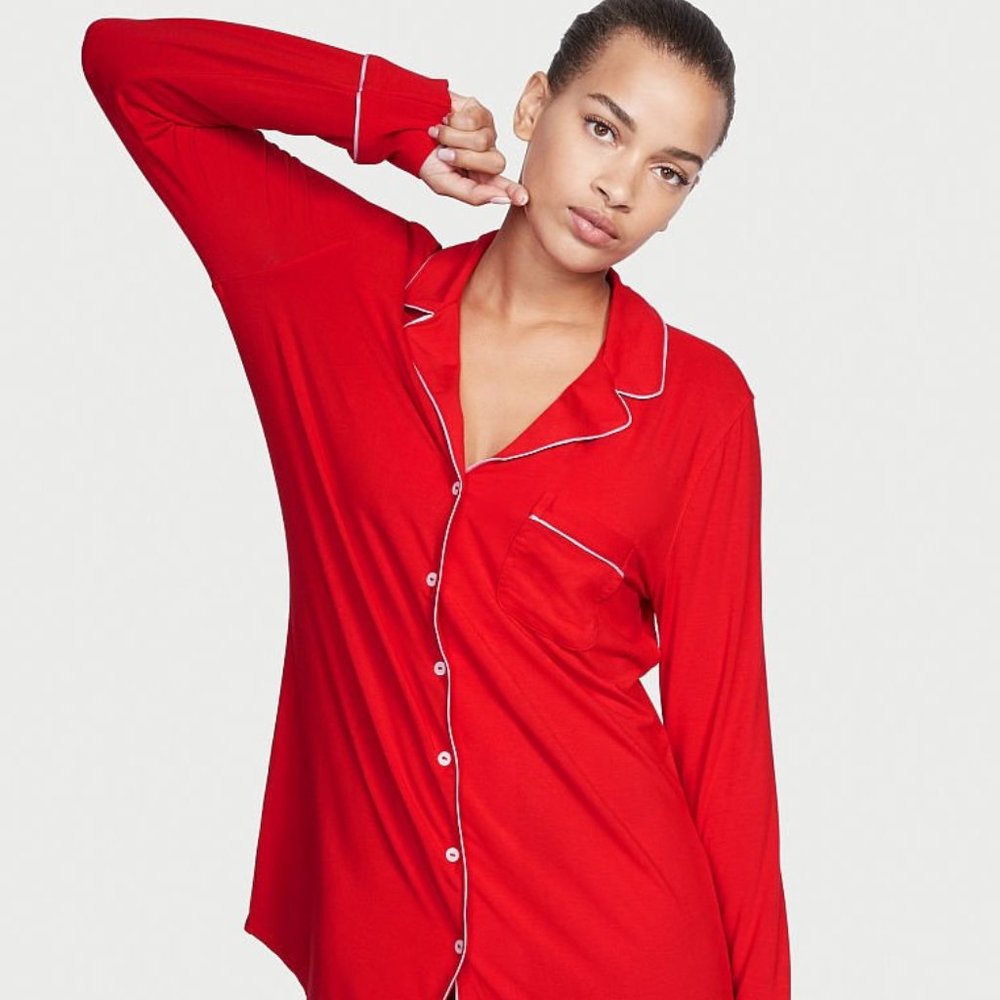 VS XL Modal Sleepshirt Lipstick Red Super Comfy Nightgown Pajamas PJ So Cute NWT - Picture 2 of 8